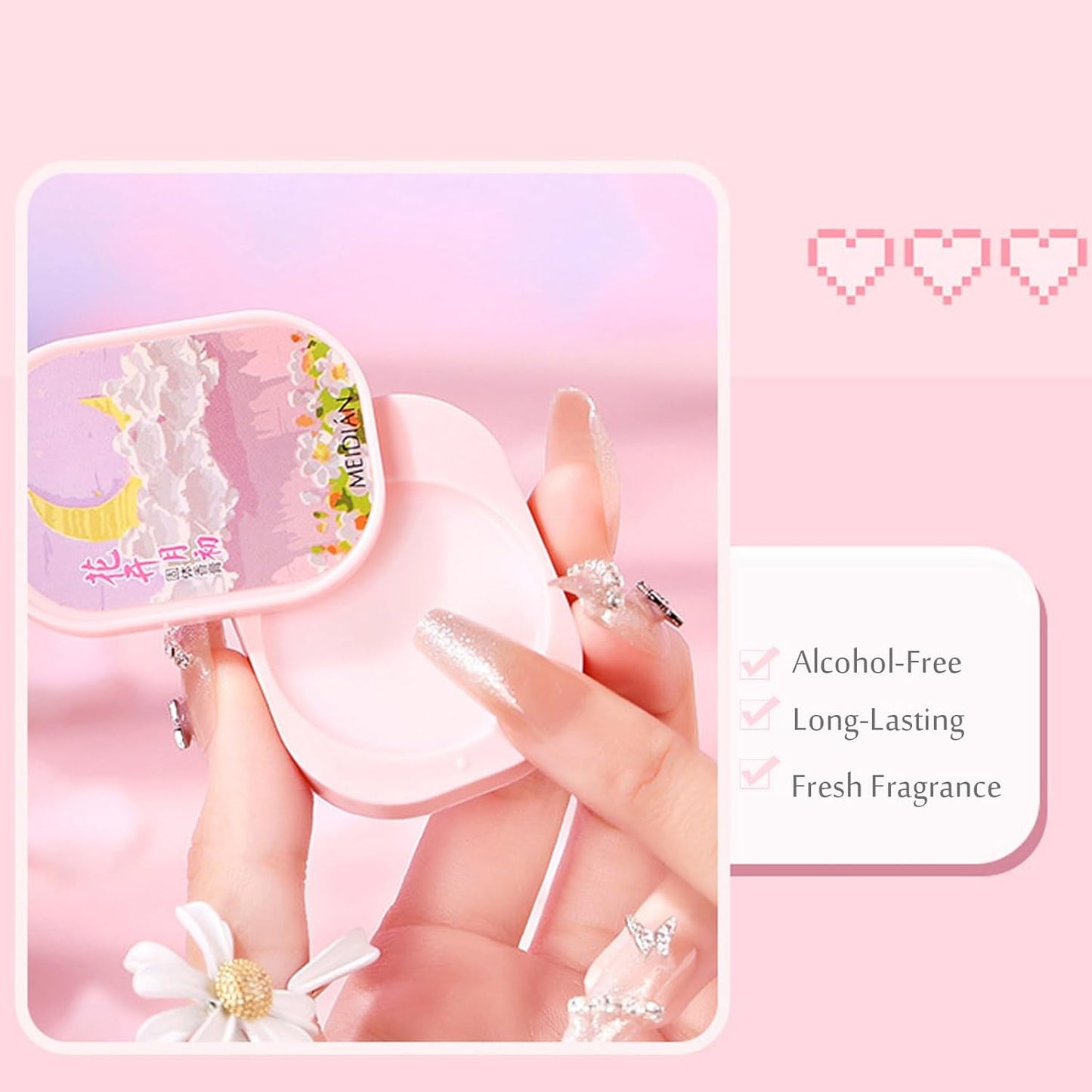 Pink Solid Perfume Set for Women: 3-Pack 4g Portable Pocket Balm with Natural Fragrance, Perfect for Travel V1107-SOLID PERFUME SET