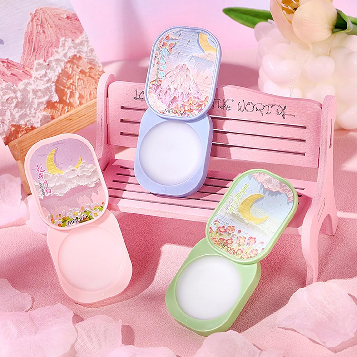 Pink Solid Perfume Set for Women: 3-Pack 4g Portable Pocket Balm with Natural Fragrance, Perfect for Travel V1107-SOLID PERFUME SET