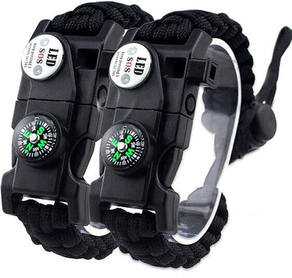21 in 1 Survival Bracelet, Paracord Emergency Outdoor Sports Wristband Kit Waterproof Compass, SOS LED Light, V1107-SURVIVAL PARACORD BRACELET