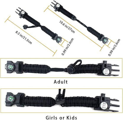 21 in 1 Survival Bracelet, Paracord Emergency Outdoor Sports Wristband Kit Waterproof Compass, SOS LED Light, V1107-SURVIVAL PARACORD BRACELET