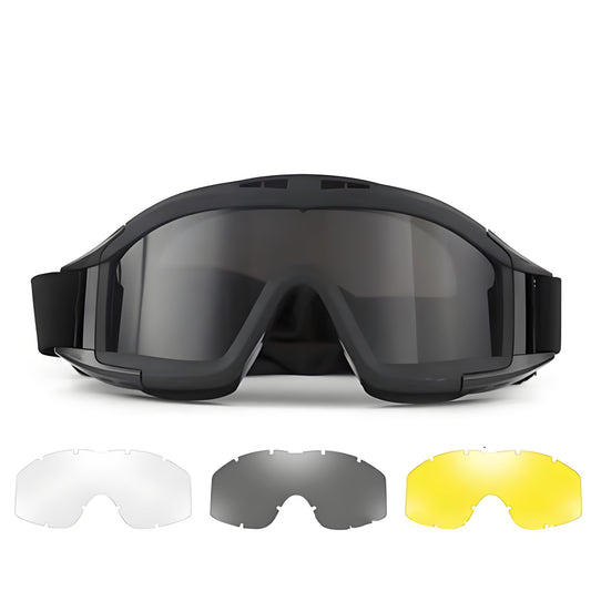 Christmas gifts for husband or boyfriend Tactical Safety Goggles with 3 Interchangeable Lenses, Wind & Dust V1107-TACTICAL SAFETY GOGGLES1-BLACK