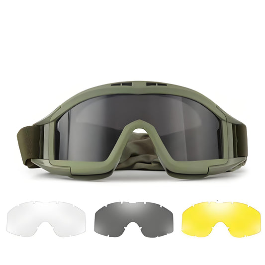 Christmas gifts for husband or boyfriend Tactical Safety Goggles with 3 Interchangeable Lenses, Wind & Dust V1107-TACTICAL SAFETY GOGGLES1-GREEN