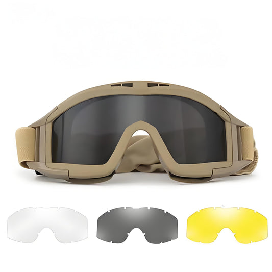 Christmas gifts for husband or boyfriend Tactical Safety Goggles with 3 Interchangeable Lenses, Wind & Dust V1107-TACTICAL SAFETY GOGGLES1-KHAKI