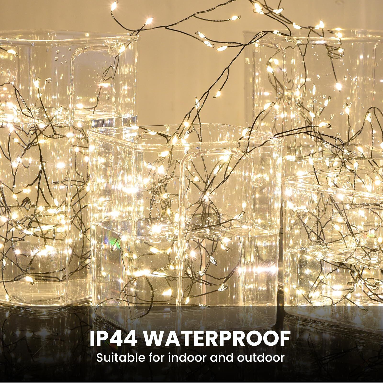 900 LED Warm White USB Fairy String Lights with Remote, 30m Black Wire, IP44 Waterproof 8-Mode Twinkle Lights V1107-USB FAIRY STRING LIGHTS