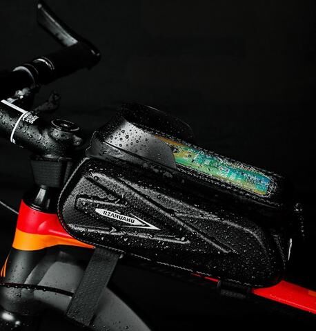 Waterproof Bike Frame Bag with Touchscreen Window: Hard Shell Bicycle Bag for Phone & Gear, Perfect for V1107-WATERPROOF BIKE FRAME BAG