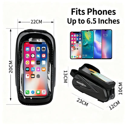 Waterproof Bike Frame Bag with Touchscreen Window: Hard Shell Bicycle Bag for Phone & Gear, Perfect for V1107-WATERPROOF BIKE FRAME BAG