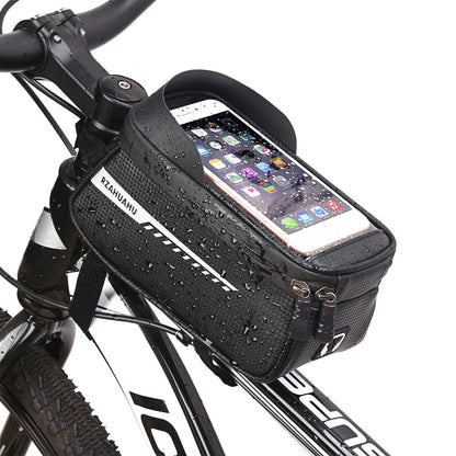 Black Waterproof Bike Frame Bag with Touchscreen & Reflective Details: 6.5" Phone Compatibility, Aussie V1107-WATERPROOF BIKE FRAME BAG2