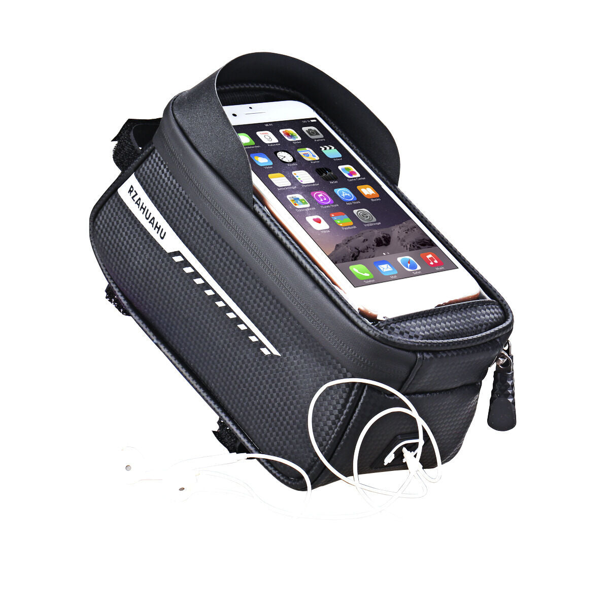 Black Waterproof Bike Frame Bag with Touchscreen & Reflective Details: 6.5" Phone Compatibility, Aussie V1107-WATERPROOF BIKE FRAME BAG2