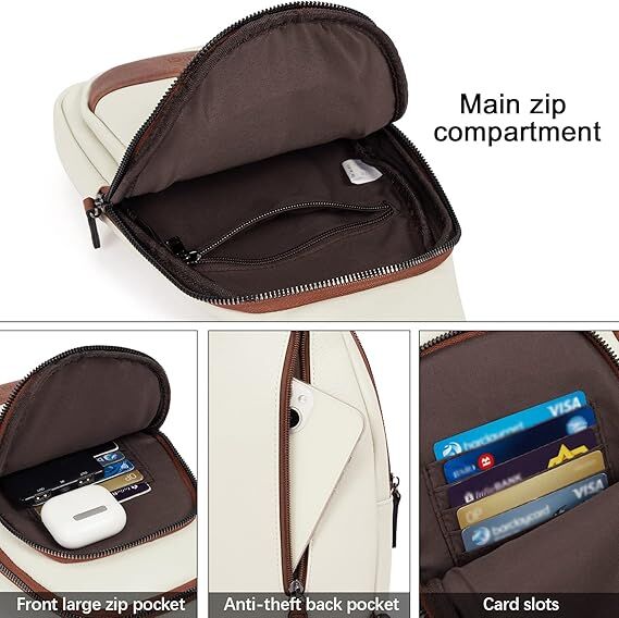 White Faux Leather Sling Bag: Unisex, Spacious, Reversible Crossbody for Aussies, Large Compartment V1107-WHITE FAUX LEATHER SLING BAG