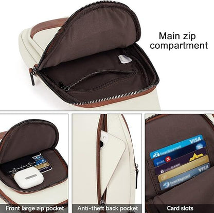 White Faux Leather Sling Bag: Unisex, Spacious, Reversible Crossbody for Aussies, Large Compartment V1107-WHITE FAUX LEATHER SLING BAG