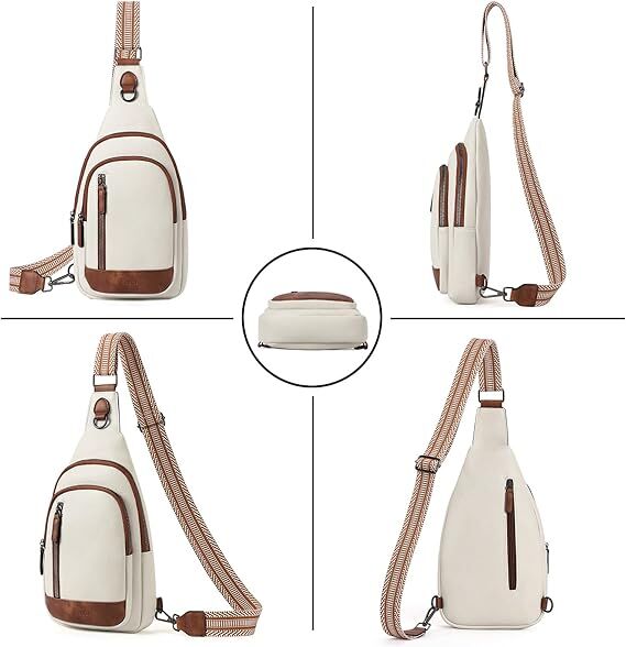 White Faux Leather Sling Bag: Unisex, Spacious, Reversible Crossbody for Aussies, Large Compartment V1107-WHITE FAUX LEATHER SLING BAG