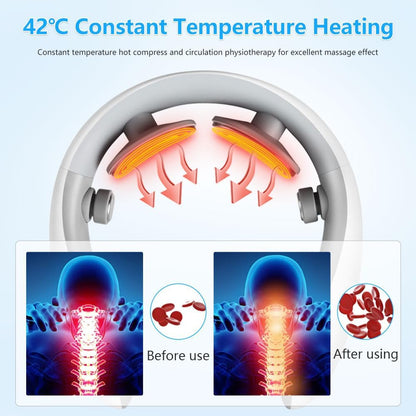 Wireless Neck Massager with Heat & 10 Modes: Electric Pulse Pain Relief for Australian Office Workers & V1107-WIRELESS NECK MASSAGER WITH HEAT