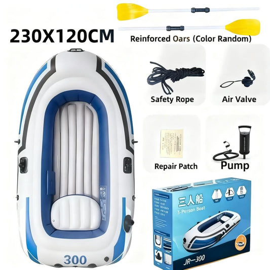 3-Person Inflatable Boat: Thick PVC Raft for Lakes/Pools - 238kg Capacity with Oars & Pump V1107-XJPHT3