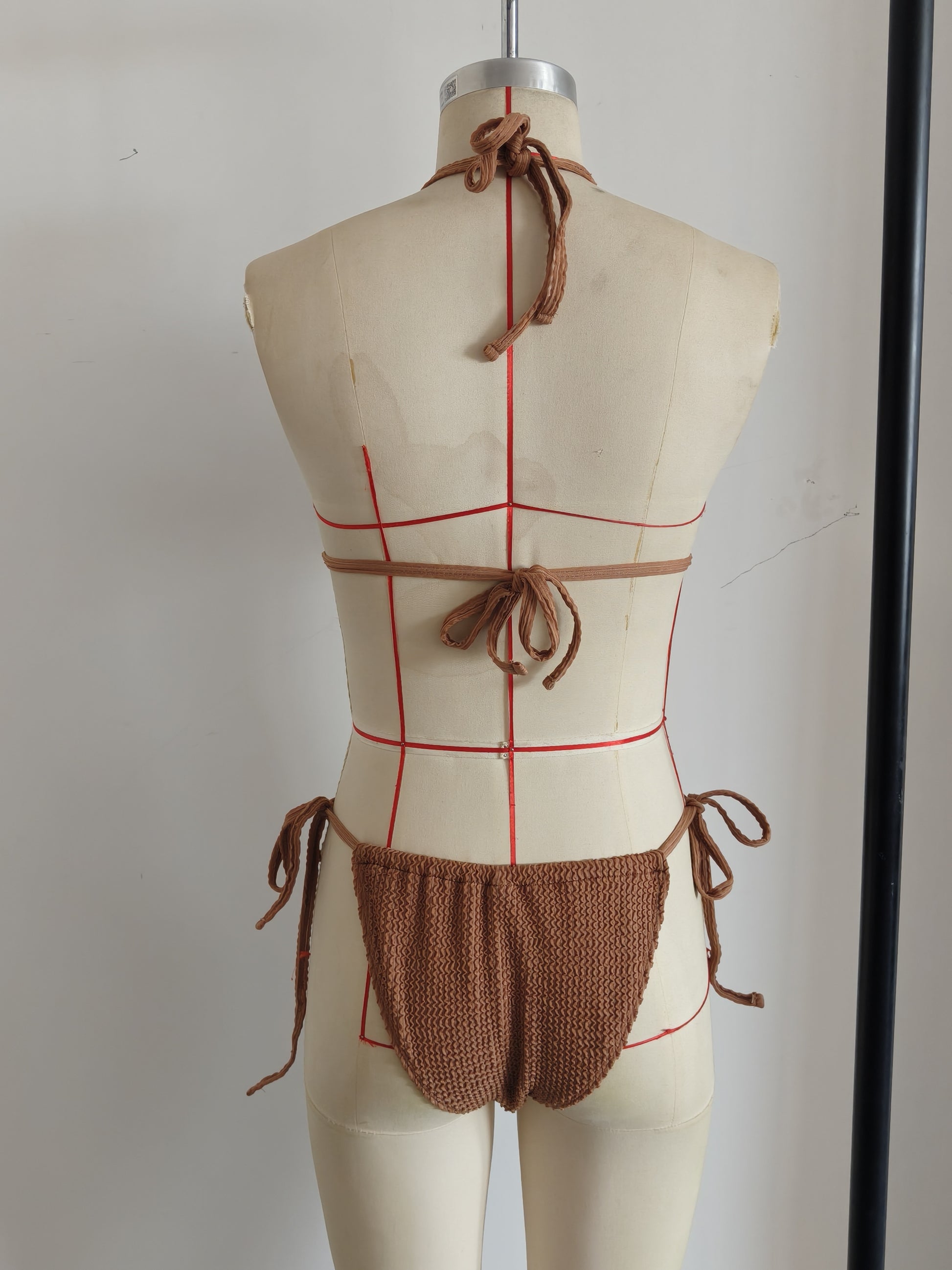 NEW Style Triangle Top Bikini Sexy Lady Mini Brazilian Swimwear Size M V1119-SSB005-WOMEN-BIKINI-BROWN-KNITTED-TEXTURE-SEXY-SWIMWEAR-SIZE-M
