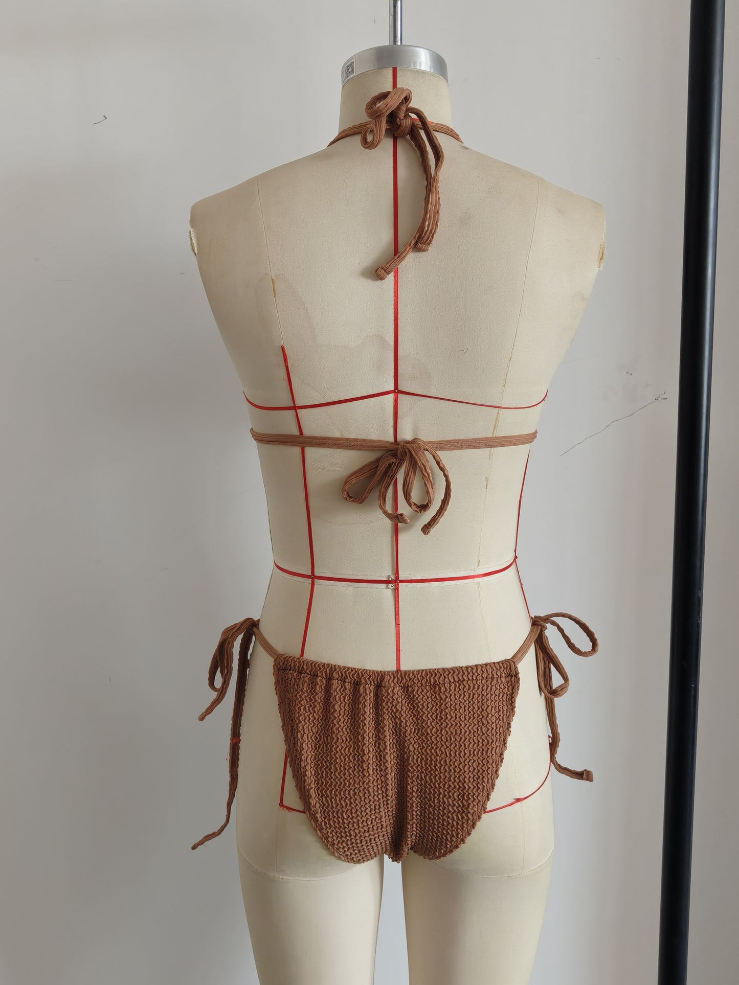 NEW Style Triangle Top Bikini Sexy Lady Mini Brazilian Swimwear Size XL V1119-SSB005-WOMEN-BIKINI-BROWN-KNITTED-TEXTURE-SEXY-SWIMWEAR-SIZE-XL