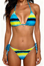 2026 New Bikini Yellow and Blue Color Clash Design Swimsuit Wave Pattern Print Eco-friendly Fabric Size M V1119-SSB049-WAVE-PATTERN-BIKINI-SWIMSUIT-YELLOW-BLUE-SIZE-M