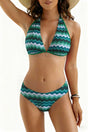 Lake Blue Halter Neck Swimwear with Wave Pattern for Women Size M V1119-SSB059-LAKE-BLUE-HALTER-NECK-SWIMWEAR-SIZE-M