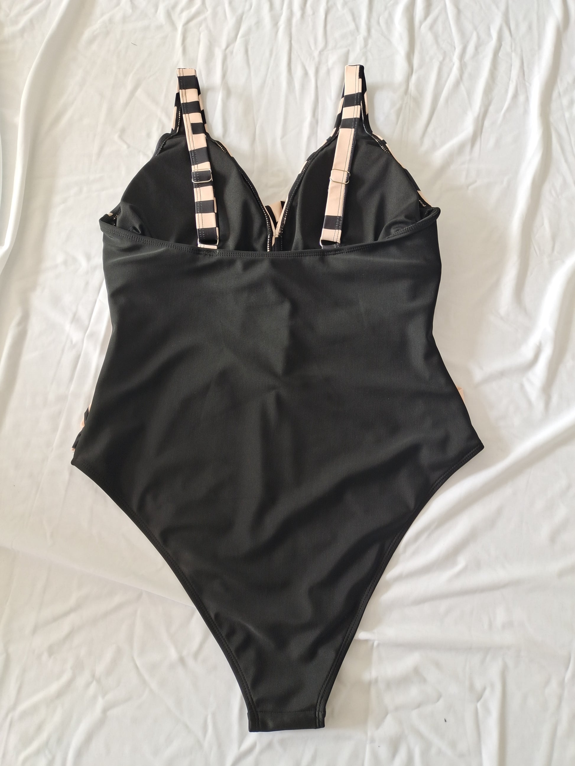 Plus Size One-Piece Deep V-Neck Swimsuit with Waist Tie Design Size 2XL V1119-SSPD001-GOLD-WAIST-TIE-DESIGN-SWIMSUIT-SIZE-2XL
