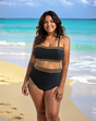 Black Rose Leopard Mesh Trim 2pcs Bikini Swimsuit Set for Women Plus Size Size 0XL V1119-SSPD006-LEOPARD-MESH-TRIM-2PCS-BIKINI-SIZE-0XL