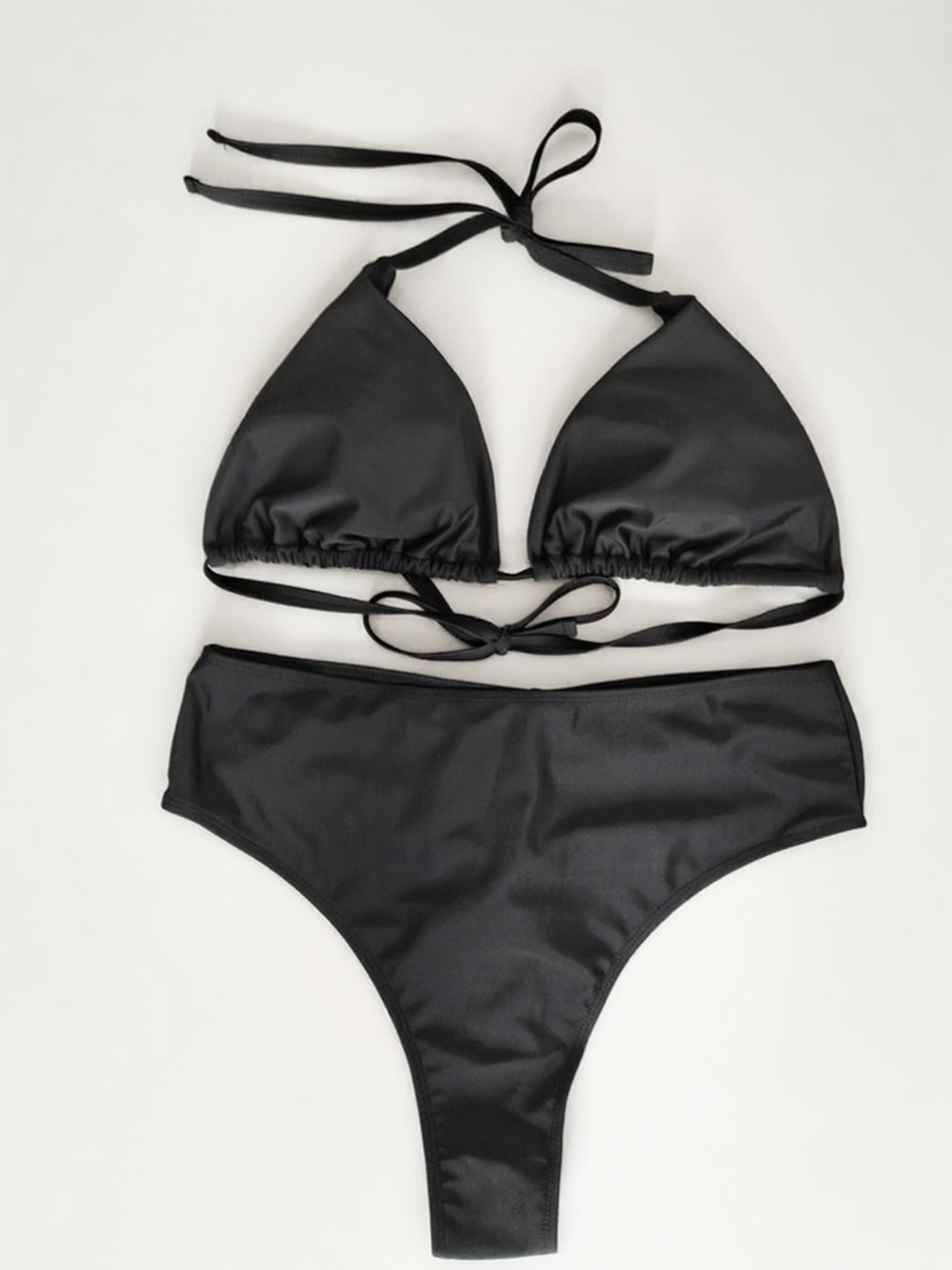 High-waist Design for Shaping the Buttocks Pure Black Bikini Plus Size 1XL V1119-SSPD007-HIGH-WAIST-DESIGN-BLACK-BIKINI-PLUS-SIZE-1XL