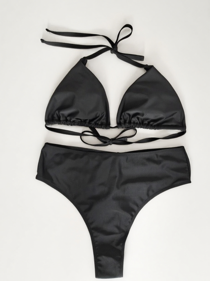 High-waist Design for Shaping the Buttocks Pure Black Bikini Plus Size 2XL V1119-SSPD007-HIGH-WAIST-DESIGN-BLACK-BIKINI-PLUS-SIZE-2XL