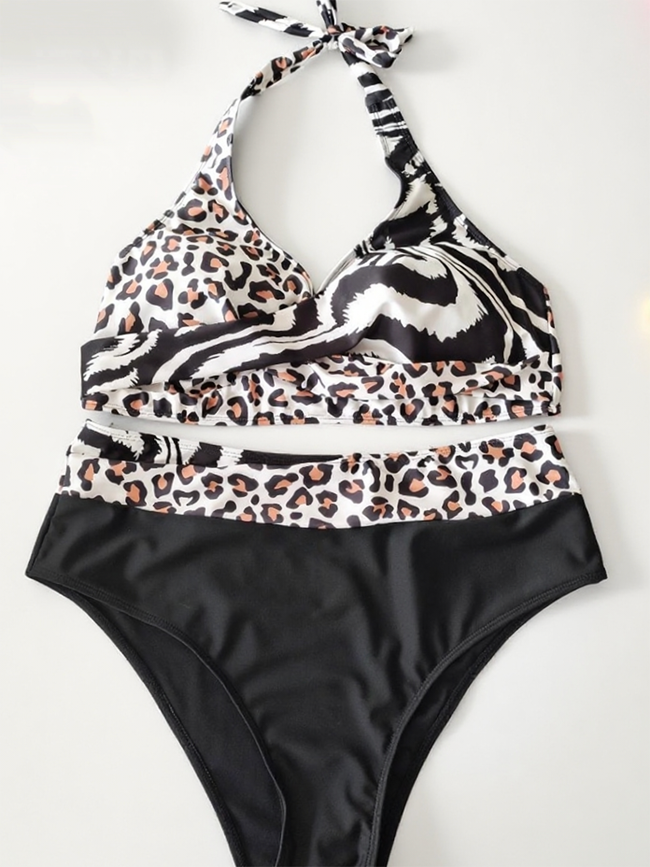Two Leopard Print Patterns Sspliced Plus Size Bikini Size 1XL V1119-SSPD008-LEOPARD-PRINT-PLUS-SIZE-BIKINI-SIZE-1XL