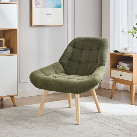 Nordic Tufted Wingback Accent Chair Olive Green Fabric V1127-AU-AM07-0LV