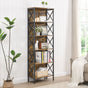 6 Tier Tall Bookshelf, Rustic Brown V1127-AU-CS03-BRN