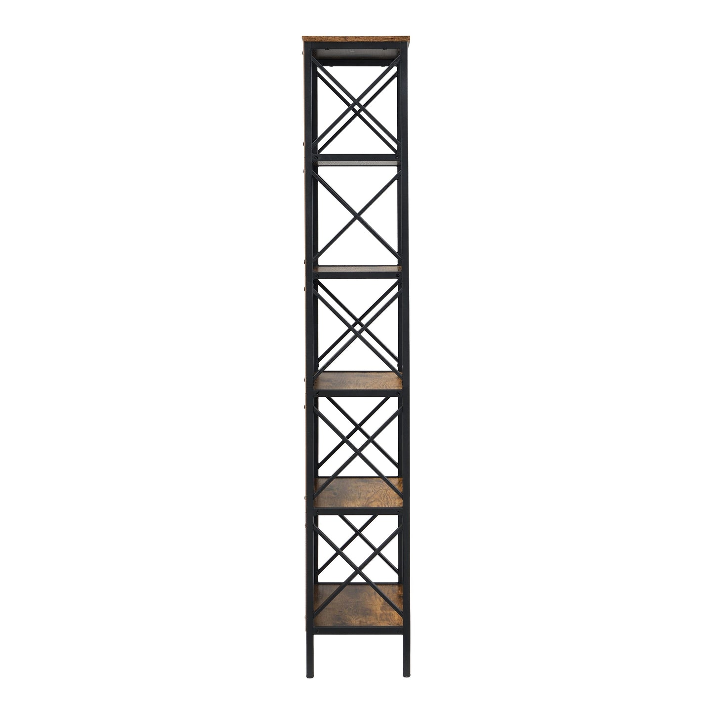 6 Tier Tall Bookshelf, Rustic Brown V1127-AU-CS03-BRN