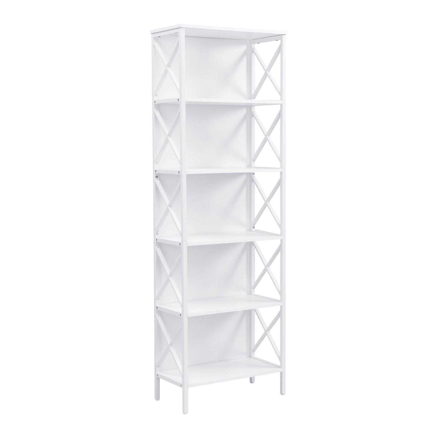 6 Tier Tall Bookshelf, White V1127-AU-CS03-WHT