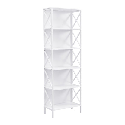 6 Tier Tall Bookshelf, White V1127-AU-CS03-WHT