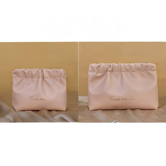 Leather Cosmetic Bag Set, Big & Small "Twinkle Little Star" Makeup Organizer for Travel & Daily Use(pink) V1132-HZPSNB-PINK
