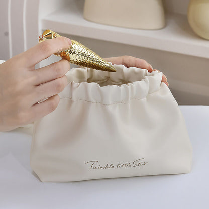 Leather Cosmetic Bag Set, Big & Small "Twinkle Little Star" Makeup Organizer for Travel & Daily Use(white) V1132-HZPSNB-WHITE