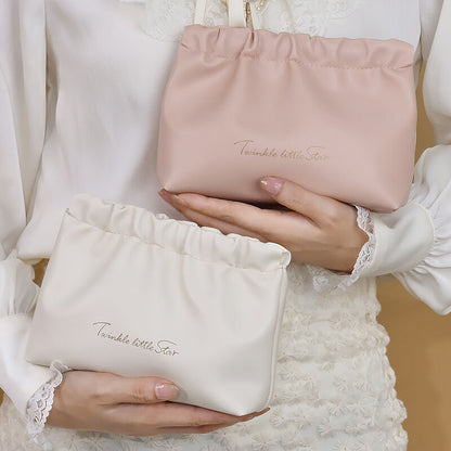 Leather Cosmetic Bag Set, Big & Small "Twinkle Little Star" Makeup Organizer for Travel & Daily Use(white) V1132-HZPSNB-WHITE