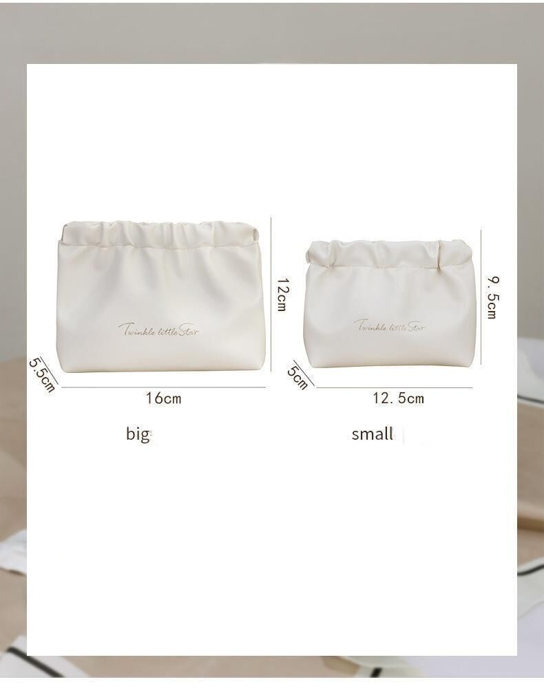 Leather Cosmetic Bag Set, Big & Small "Twinkle Little Star" Makeup Organizer for Travel & Daily Use(white) V1132-HZPSNB-WHITE