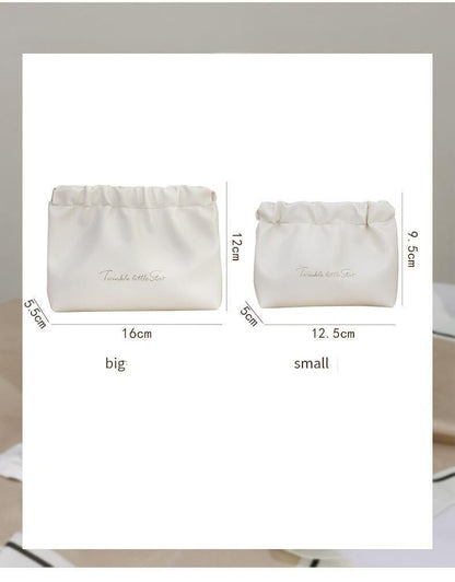 Leather Cosmetic Bag Set, Big & Small "Twinkle Little Star" Makeup Organizer for Travel & Daily Use(white) V1132-HZPSNB-WHITE
