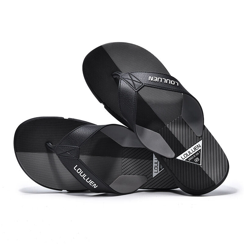Men's Flip Flops with EVA-PVC Dual Sole, Grey for Comfort & Slip-Resistance(39) V1132-NSRZT-GREY-39