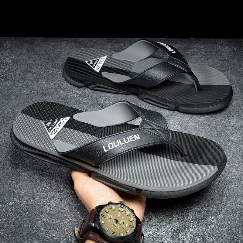 Men's Flip Flops with EVA-PVC Dual Sole, Grey for Comfort & Slip-Resistance(40) V1132-NSRZT-GREY-40