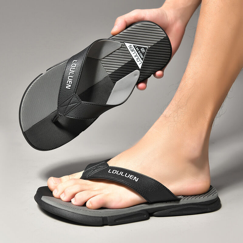 Men's Flip Flops with EVA-PVC Dual Sole, Grey for Comfort & Slip-Resistance(41) V1132-NSRZT-GREY-41