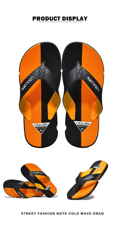 Men's Flip Flops with EVA-PVC Dual Sole, Orange for Comfort & Slip-Resistance(43) V1132-NSRZT-ORANGE-43