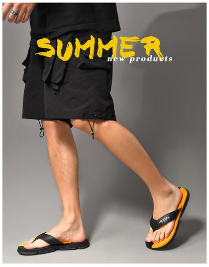 Men's Flip Flops with EVA-PVC Dual Sole, Orange for Comfort & Slip-Resistance(45) V1132-NSRZT-ORANGE-45