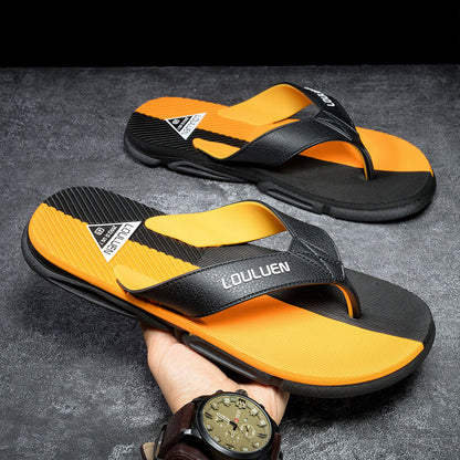 Men's Flip Flops with EVA-PVC Dual Sole, Orange for Comfort & Slip-Resistance(45) V1132-NSRZT-ORANGE-45