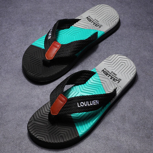 Men's Flip Flops with EVA-PVC Dual Sole, Black for Comfort & Style for Summer Beach & Daily Wear(39) V1132-NSRZT2-BLACK-39