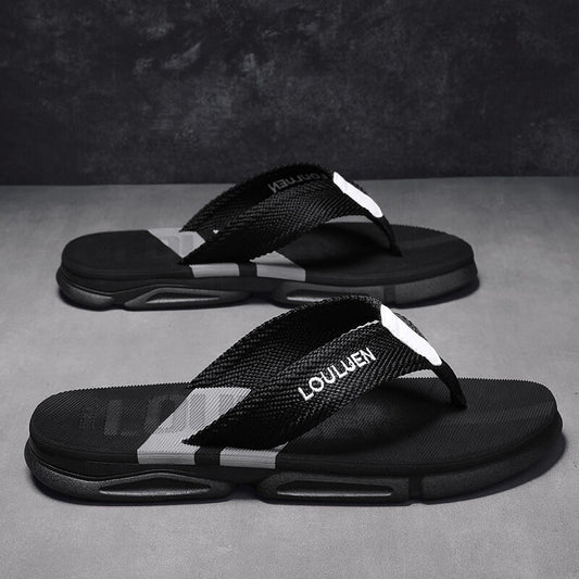 Men's Flip Flops: 4 Colors, EVA-PVC Blend, Comfort & Style for Summer Beach & Daily Wear(Black-gray-41) V1132-NSRZT3-BLACK-GRAY-41
