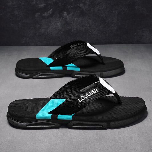 Men's Flip Flops: 4 Colors, EVA-PVC Blend, Comfort & Style for Summer Beach & Daily Wear(Black-green-39) V1132-NSRZT3-BLACK-GREEN-39