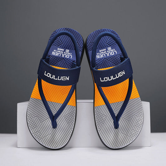 Men's Outdoor Non-Slip Sandals, EVA Lightweight Thick-Sole Beach Slippers for Casual & Sports(dark blue-42) V1132-NSRZT4-DARK BLUE-42