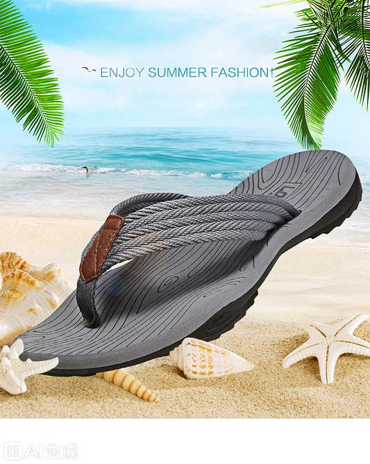 Men's Outdoor Non-Slip Flip Flops, 6 Colors EVA Lightweight Thick-Sole Beach Sandals for Casual & V1132-NSRZT5-BLACK AND GRAY-41
