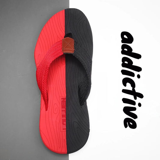 Men's Outdoor Non-Slip Flip Flops, 6 Colors EVA Lightweight Thick-Sole Beach Sandals for Casual & Sports(red V1132-NSRZT5-RED AND BLACK-43