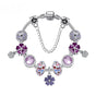 Purple Floral Pendant Bracelet(20cm) V1132-NSSL1-20