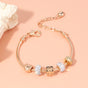 Rose Gold Crystal & Heart Charm Bracelet(rose gold,20cm) V1132-NSSL10-ROSE GOLD-20